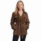 Women's Faux Suede Cropped Trench Coat - Ashlyn