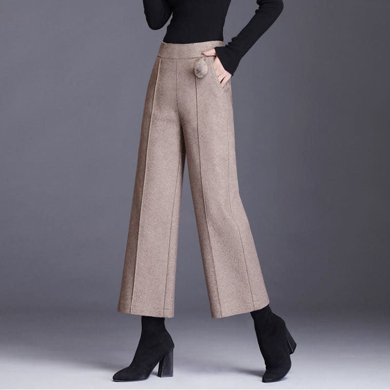 Women's Wool Wide-Leg Pants - Salomea