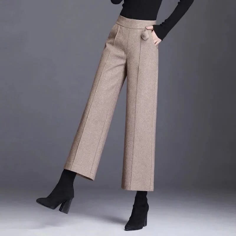 Women's Wool Wide-Leg Pants - Salomea