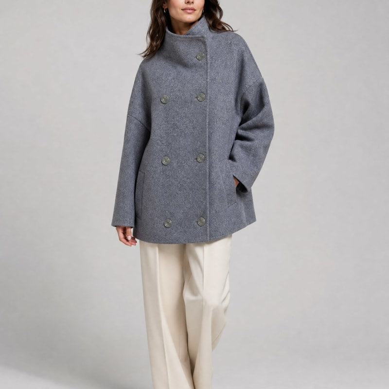 Women's Wool-Blend Stand-Collar Peacoat - Victoria