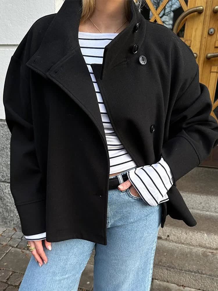 Women's Wool-Blend Stand-Collar Peacoat - Victoria