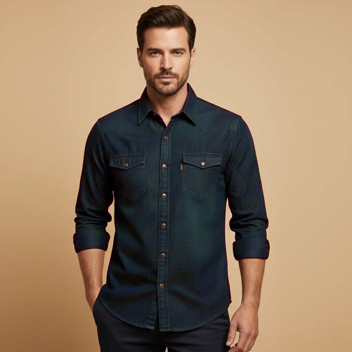 Men's Stretch Denim Shirt - Jake
