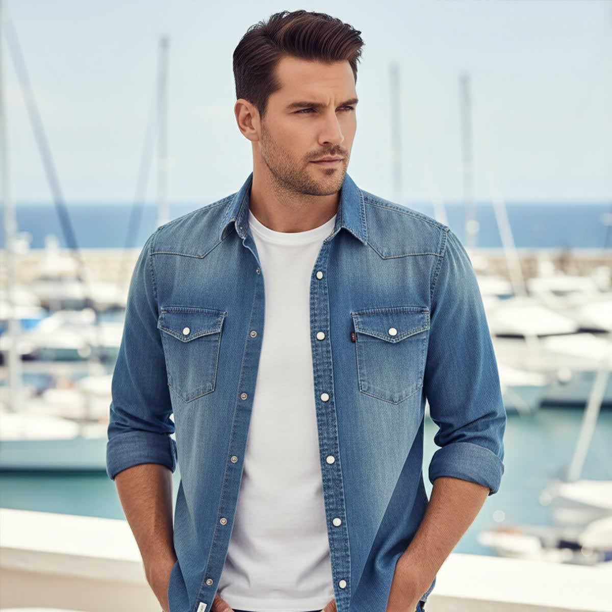 Men's Stretch Denim Shirt - Jake