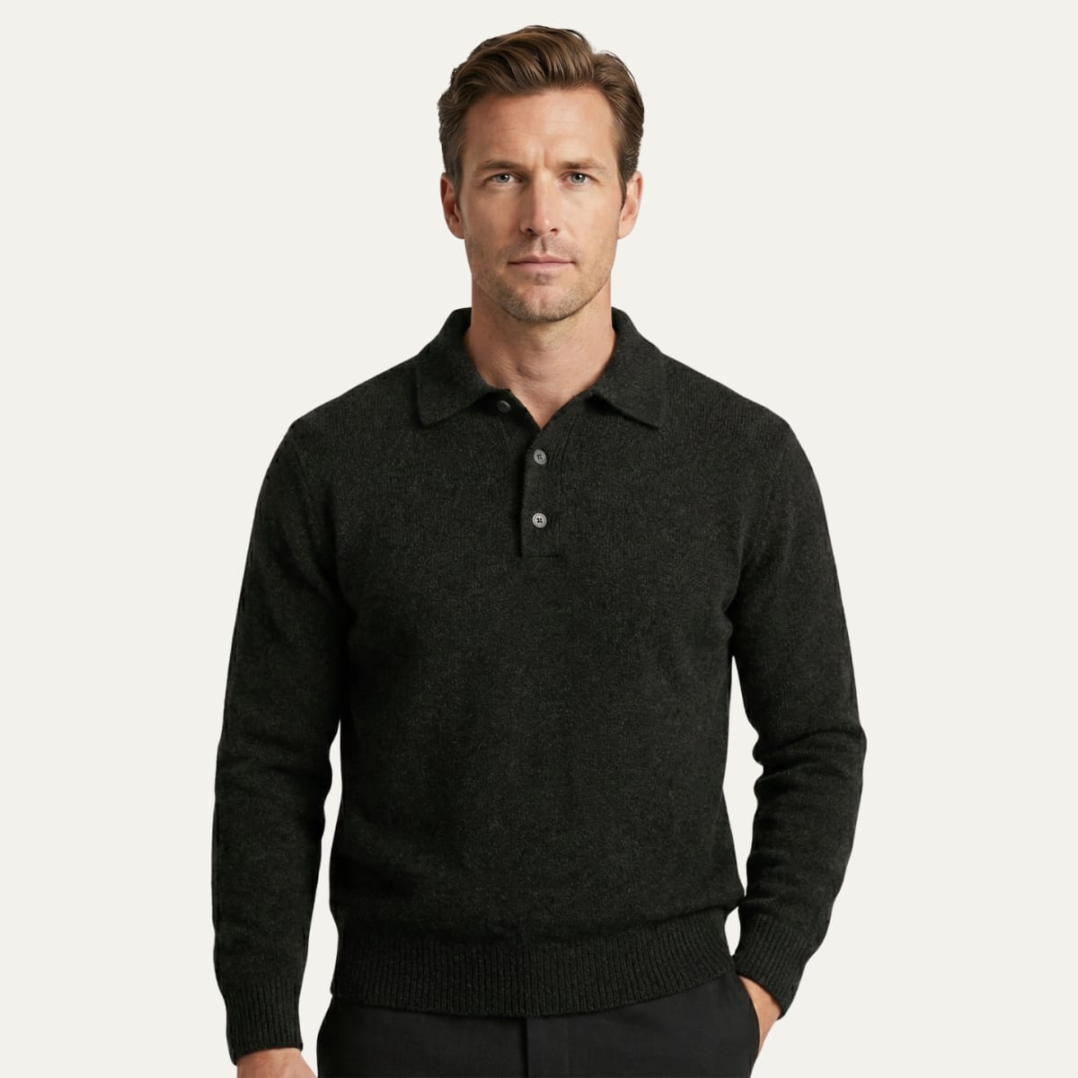 Men's Long-Sleeve Knit Polo Sweater - Javier