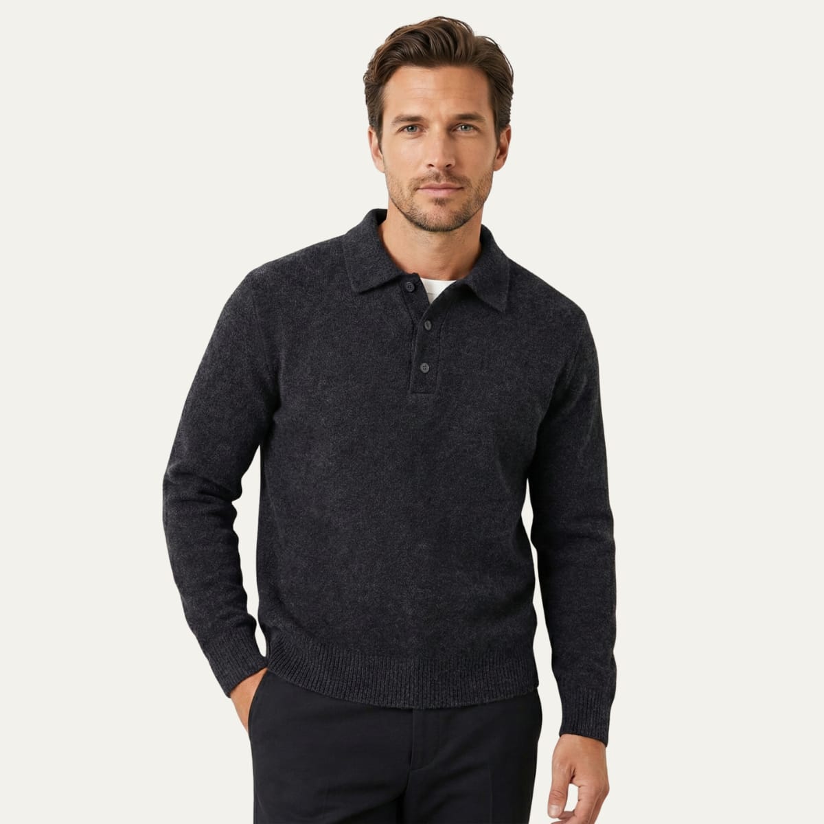 Men's Long-Sleeve Knit Polo Sweater - Javier