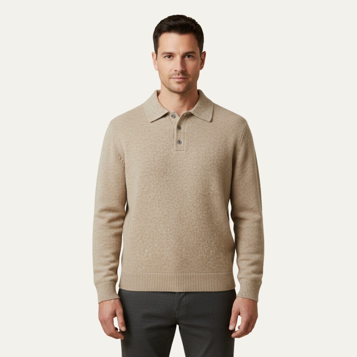 Men's Long-Sleeve Knit Polo Sweater - Javier