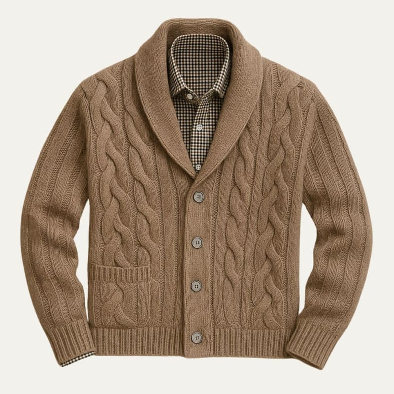 Men's Merino Wool Shawl Collar Cardigan - Jamal
