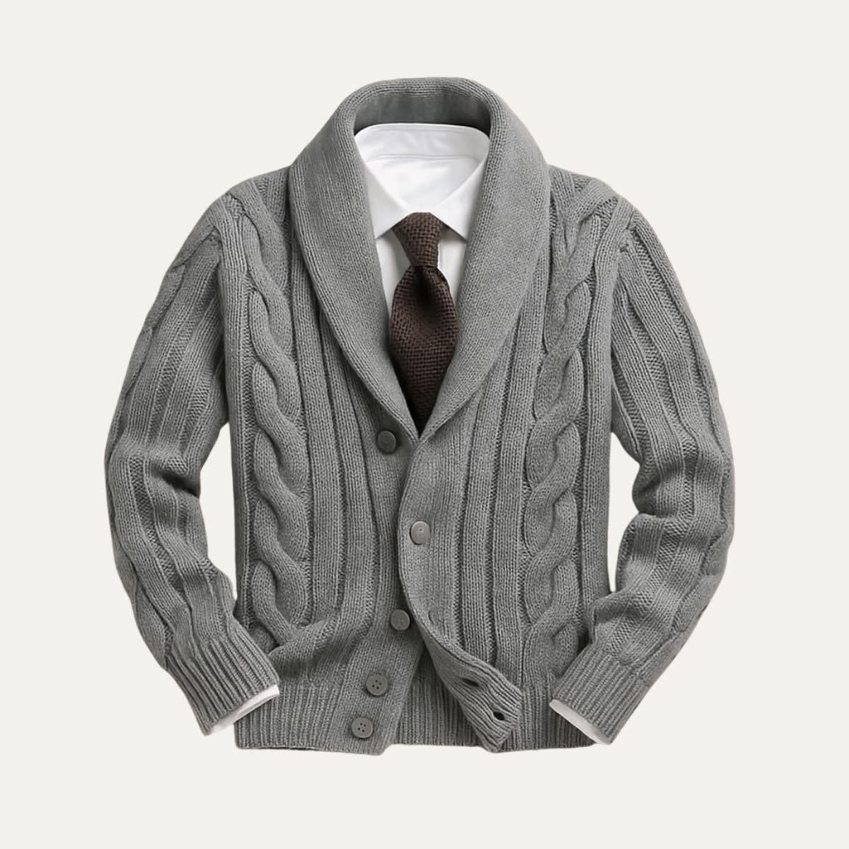 Men's Merino Wool Shawl Collar Cardigan - Jamal