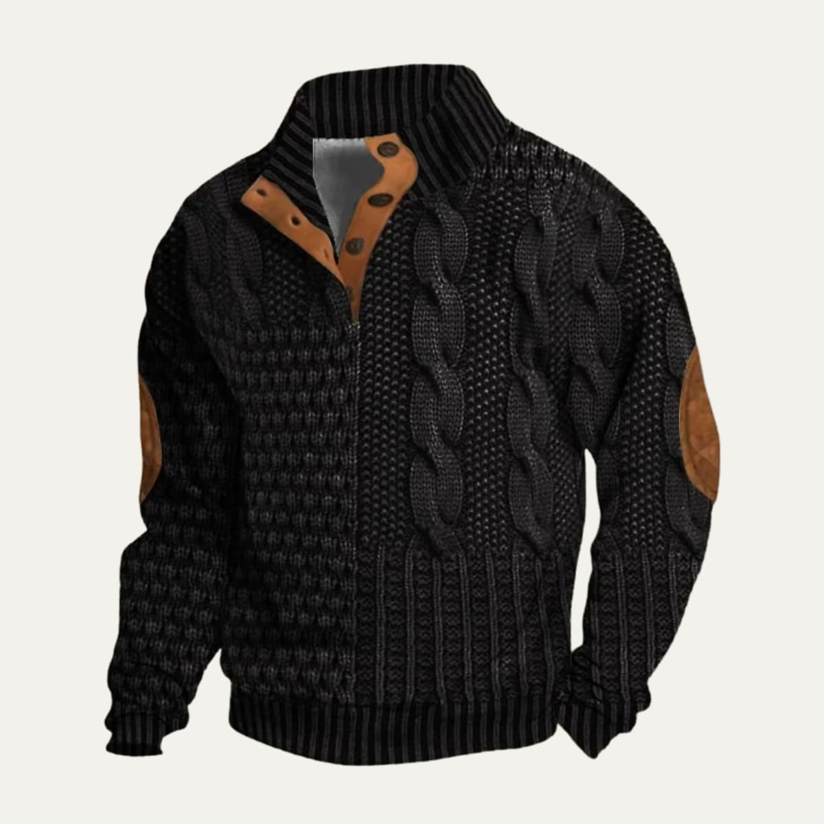 Men's Cable Knit Elbow Patch Sweater - Jeremy