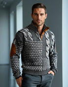 Men's Cable Knit Elbow Patch Sweater - Jeremy