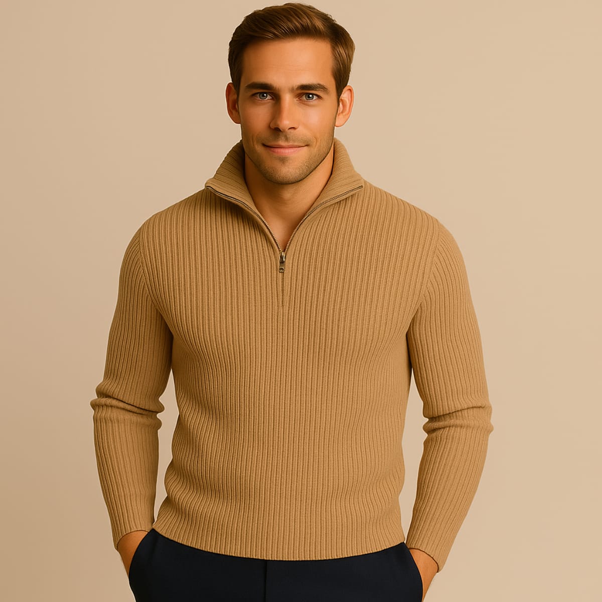 Men's Merino Wool Quarter-Zip Sweater - Horace