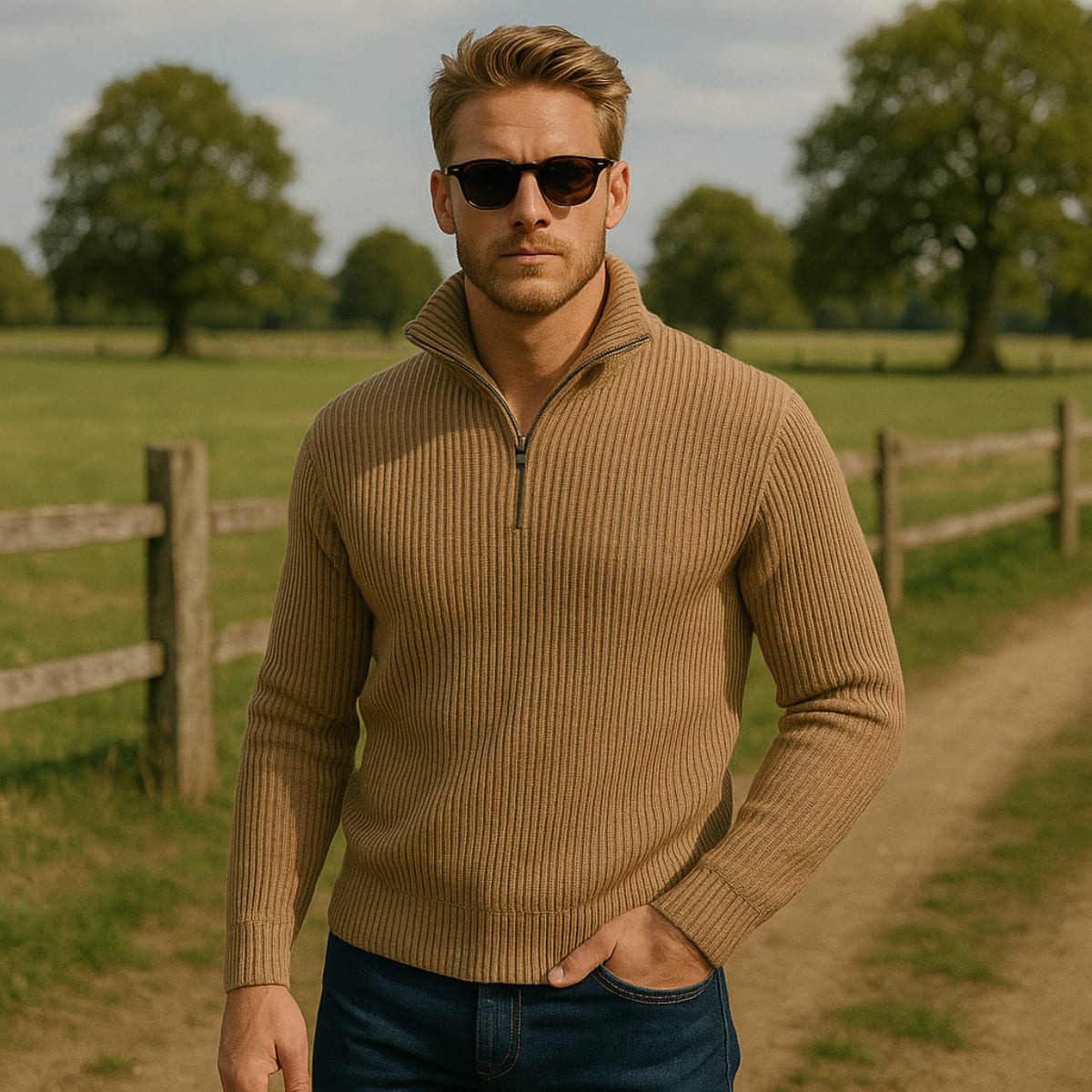 Men's Merino Wool Quarter-Zip Sweater - Horace