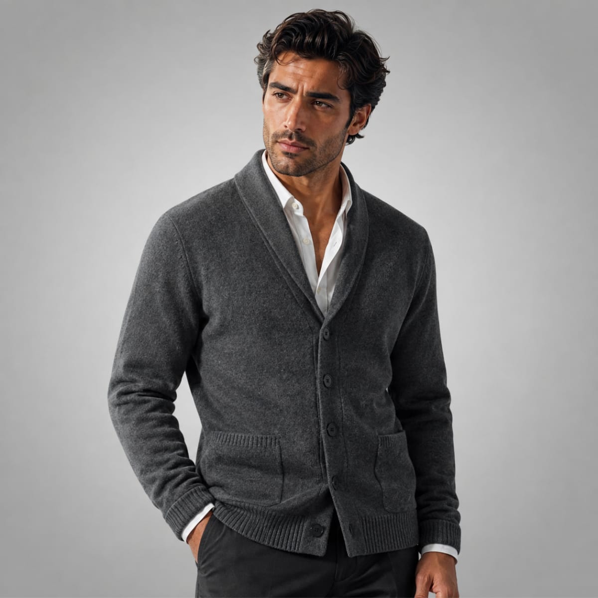 Men's Cashmere Shawl Collar Cardigan - Jermaine