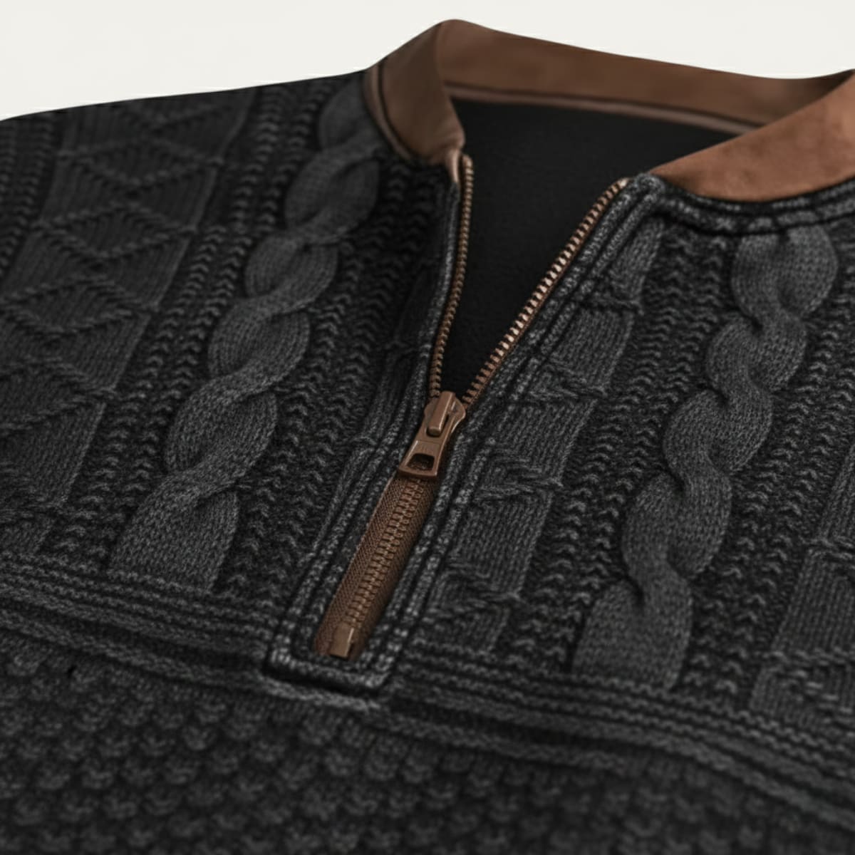 Men's Cable Knit Half-Zip Sweater - Kade
