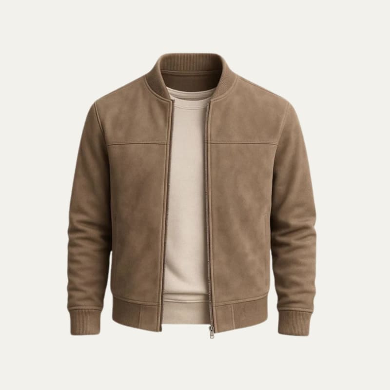 Men's Faux Suede Bomber Jacket - Jett