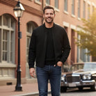 Men's Faux Suede Bomber Jacket - Jett