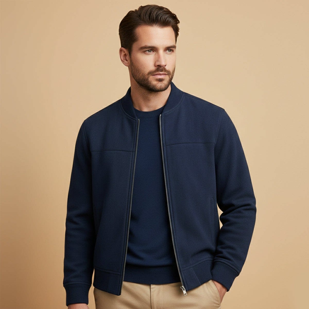 Men's Faux Suede Bomber Jacket - Jett
