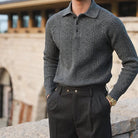 Men's Ribbed Long-Sleeve Polo Sweater - Callen