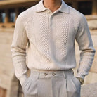 Men's Ribbed Long-Sleeve Polo Sweater - Callen