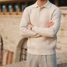Men's Ribbed Long-Sleeve Polo Sweater - Callen