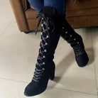 Women's Suede Block-Heel Knee-High Boots - Kalypso