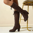 Women's Suede Block-Heel Knee-High Boots - Kalypso