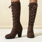 Women's Suede Block-Heel Knee-High Boots - Kalypso