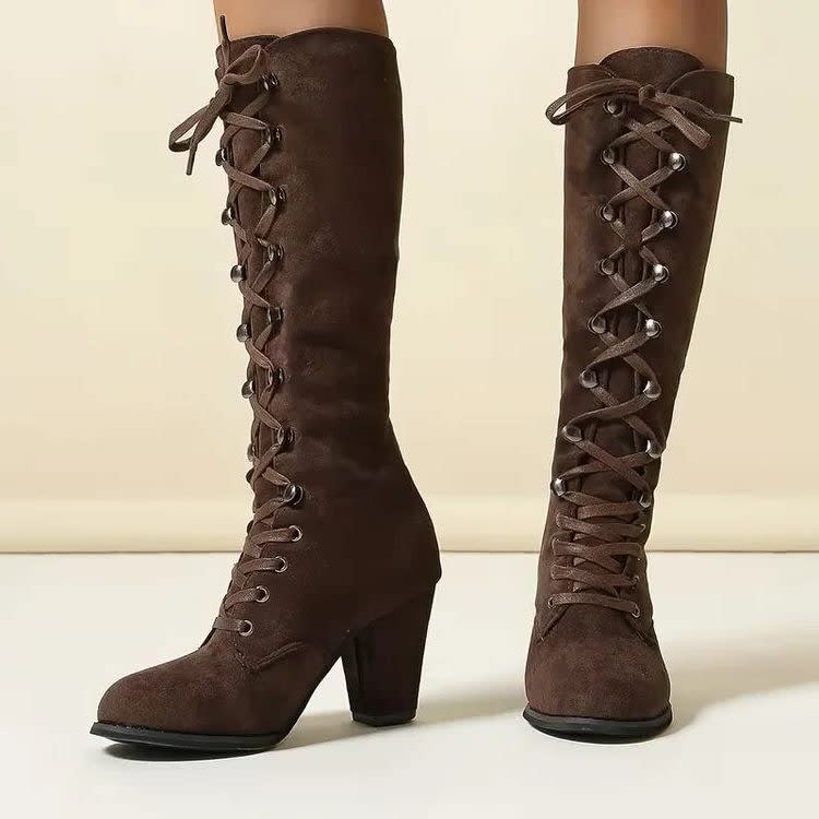 Women's Suede Block-Heel Knee-High Boots - Kalypso