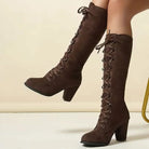 Women's Suede Block-Heel Knee-High Boots - Kalypso