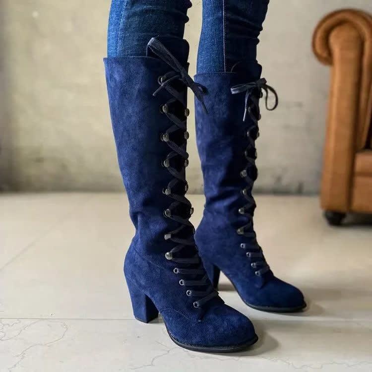 Women's Suede Block-Heel Knee-High Boots - Kalypso