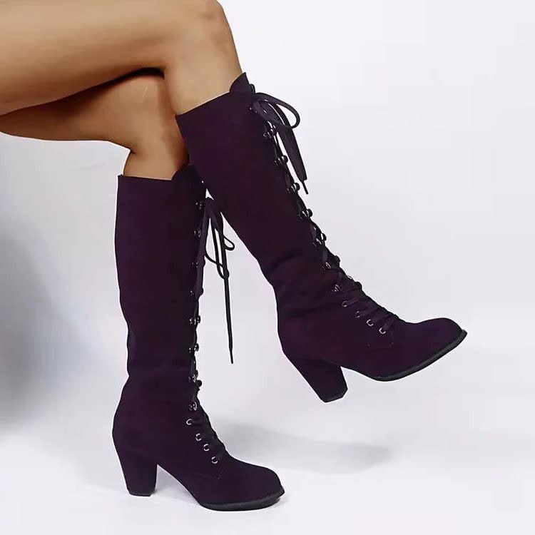 Women's Suede Block-Heel Knee-High Boots - Kalypso