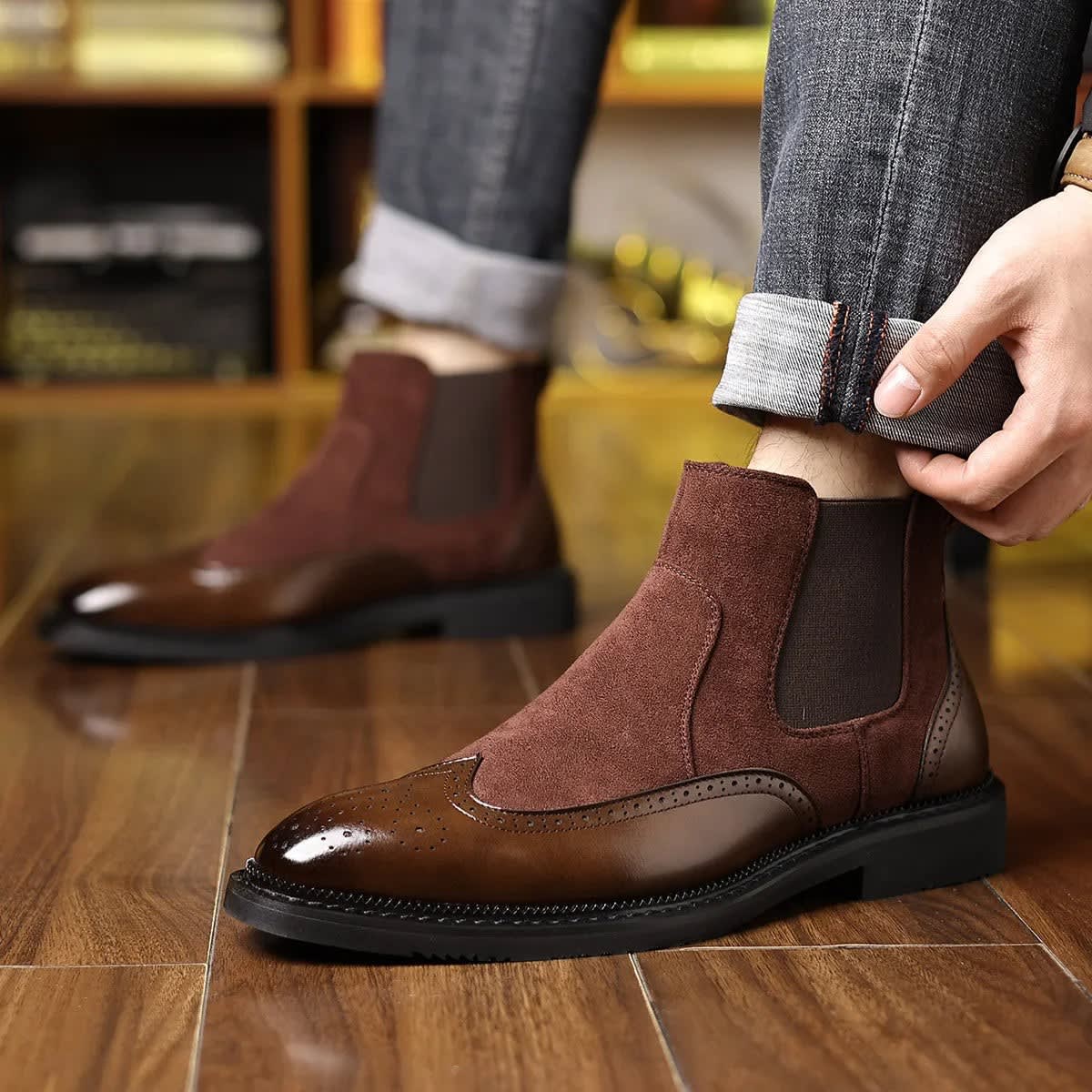 Men's Suede Wingtip Chelsea Boots - Homer
