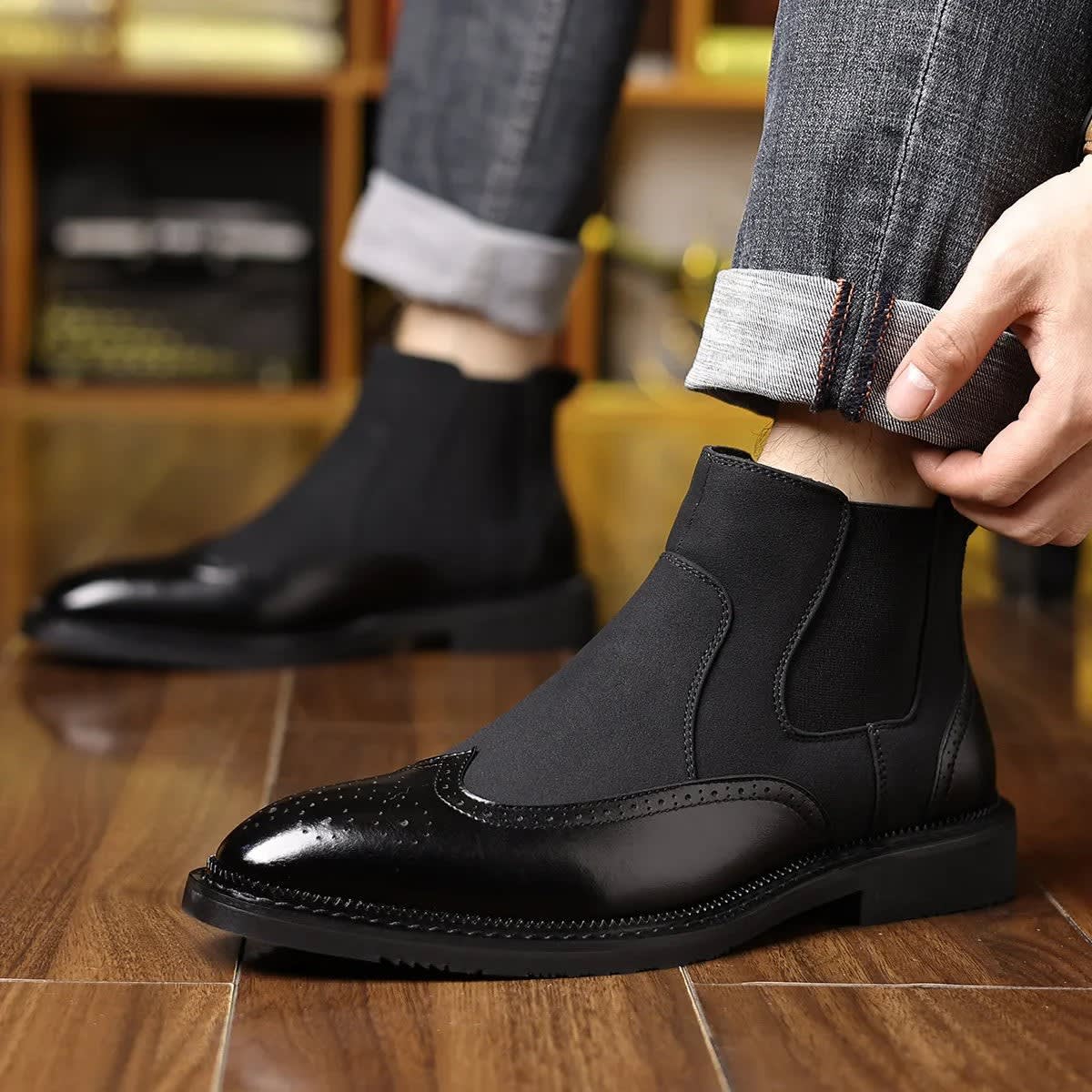 Men's Suede Wingtip Chelsea Boots - Homer