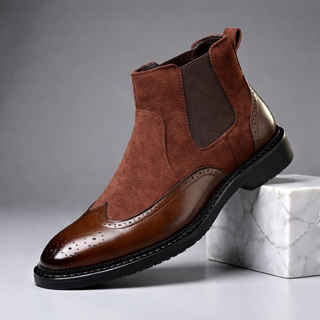Men's Suede Wingtip Chelsea Boots - Homer