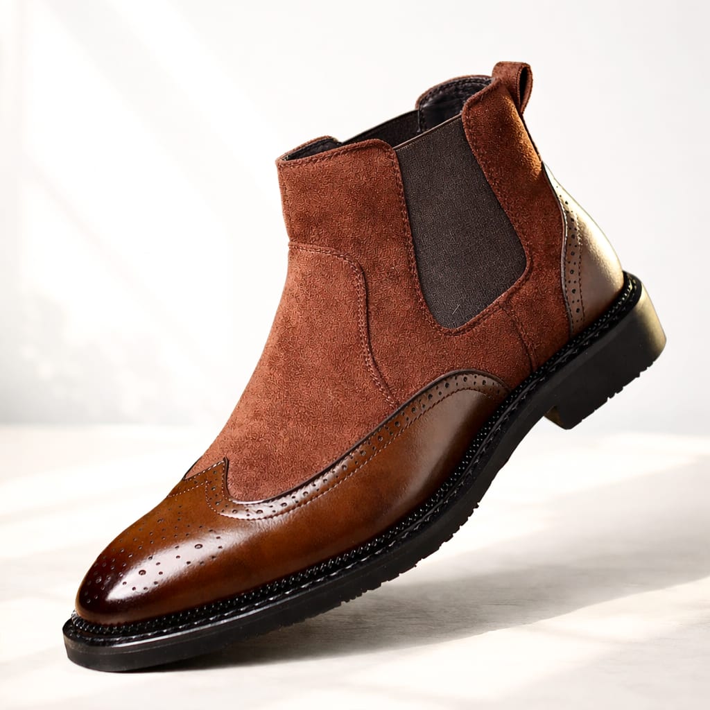 Men's Suede Wingtip Chelsea Boots - Homer