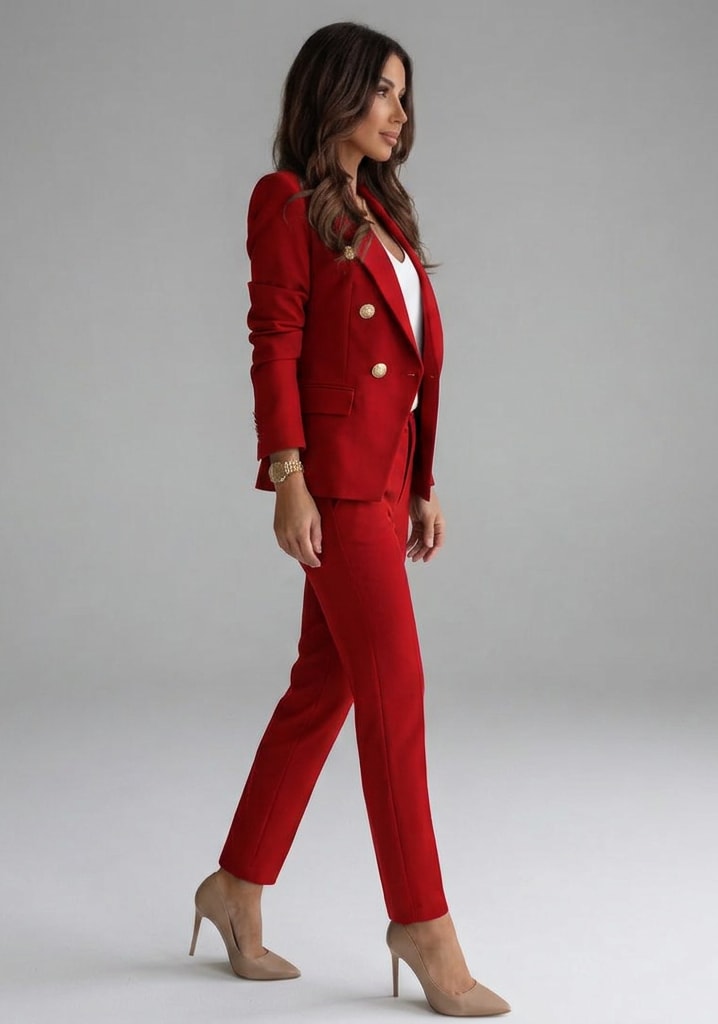 Women's Double-Breasted Two-Piece Pantsuit - Lucilla