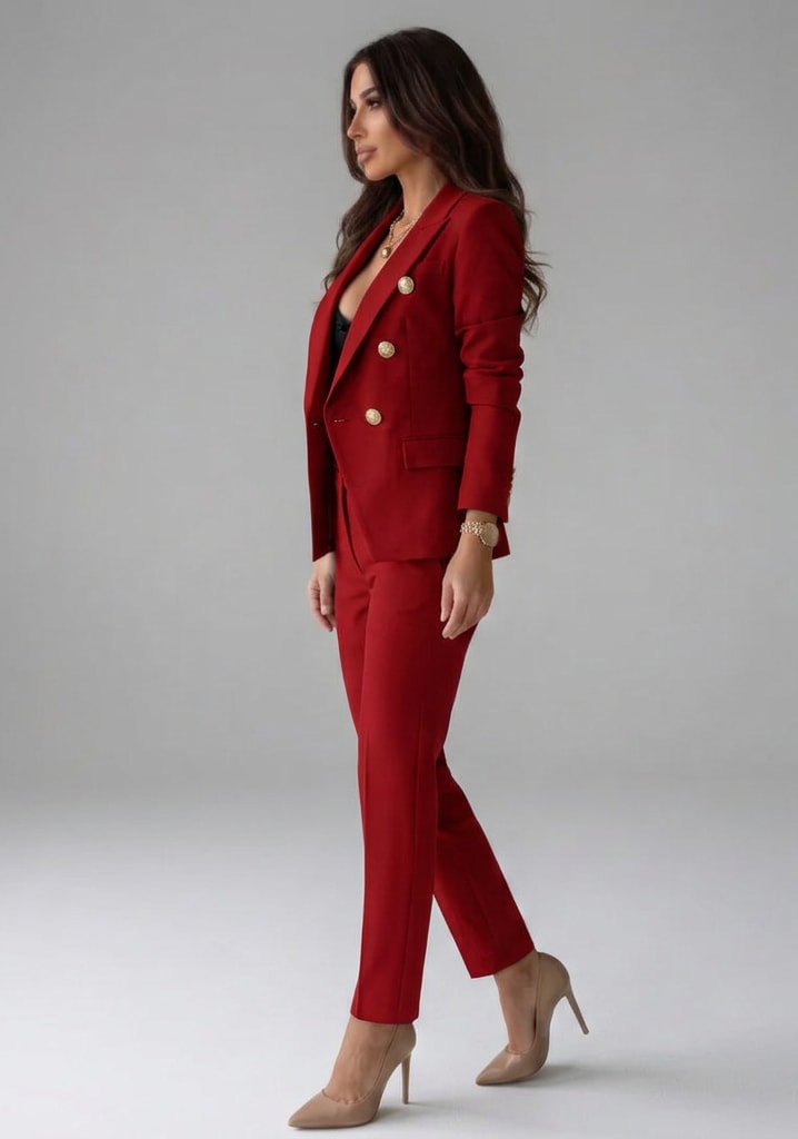 Women's Double-Breasted Two-Piece Pantsuit - Lucilla