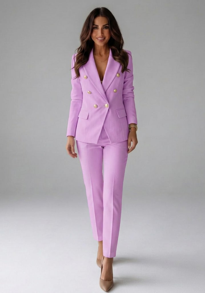 Women's Double-Breasted Two-Piece Pantsuit - Lucilla