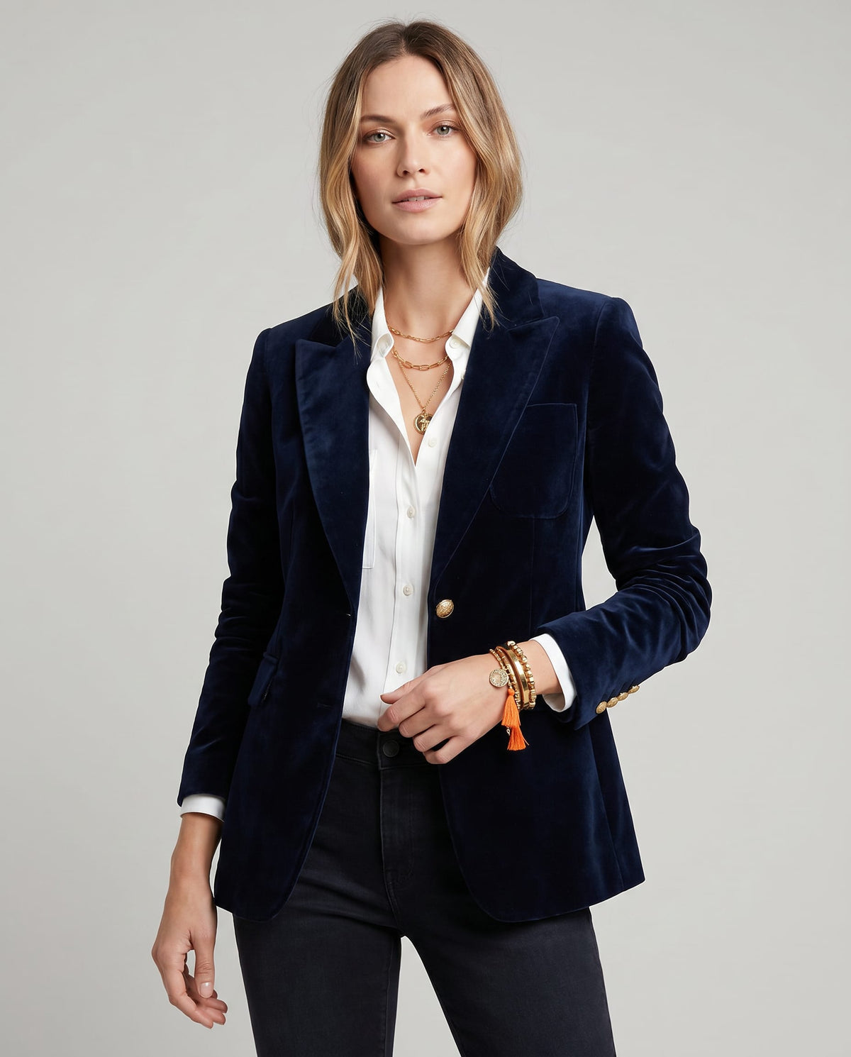 Women's Tailored Velvet Blazer - Magnolia